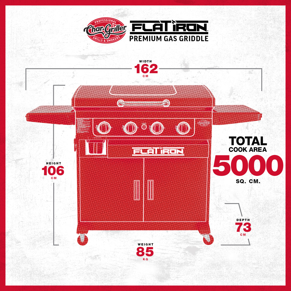 Char-Griller® Flat Iron™ Premium 4-polttimon kaasukäyttöinen parilagrilli
