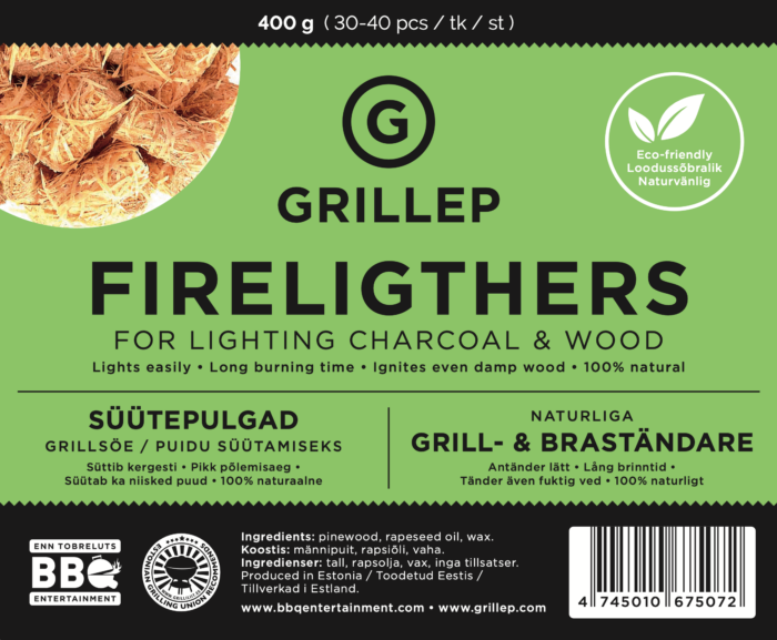 Grillep Eko-Sytytysvilla 400 g (30-40 kpl)
