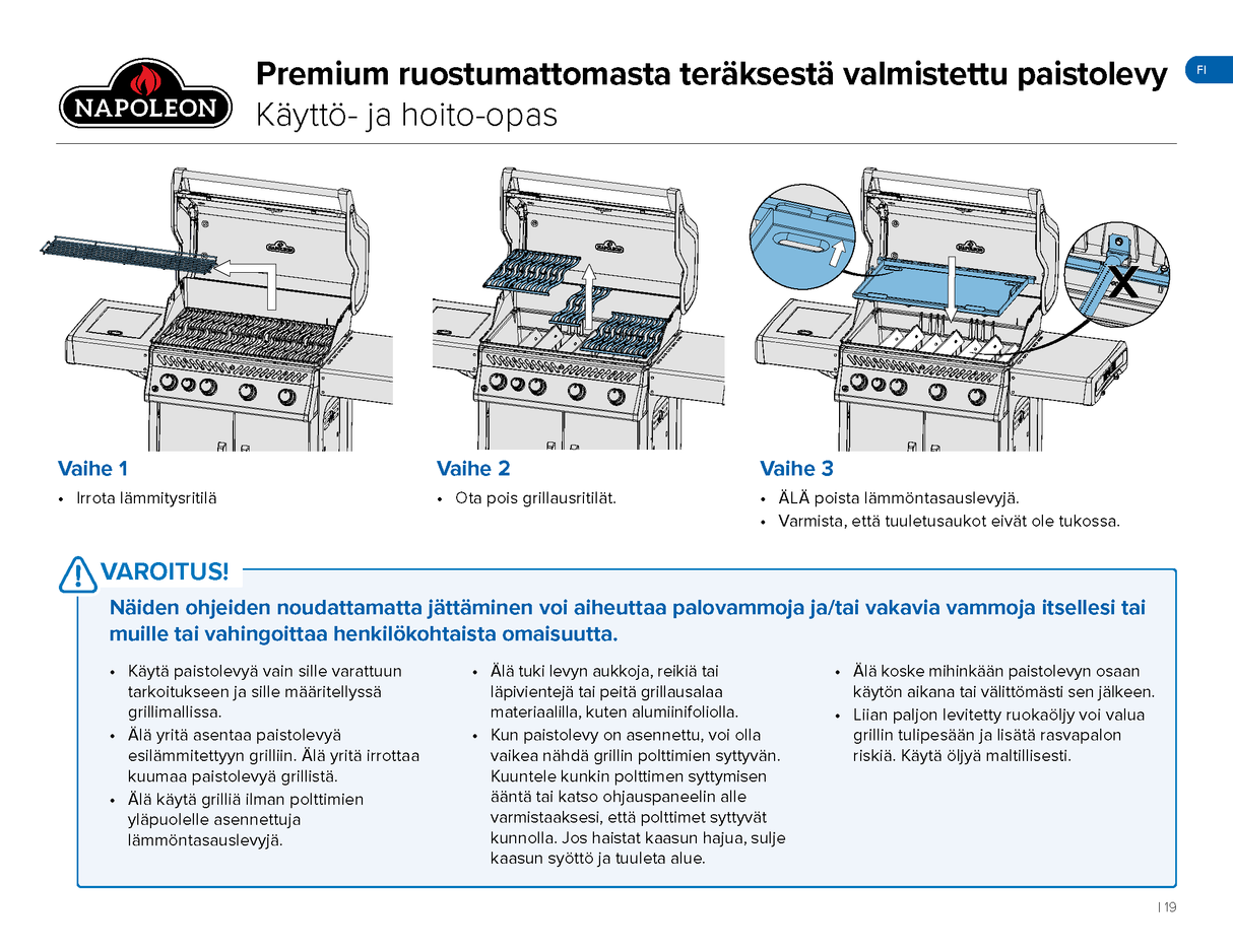 Napoleon täysikokoisen parilan asennusohje.