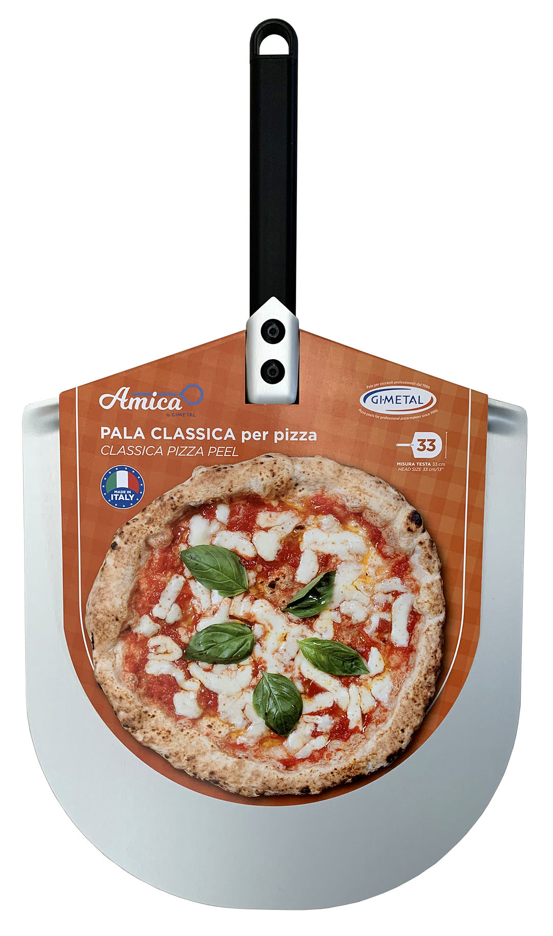 Gi.Metal Amica alumiininen pizzalapio 33 cm päällä, varsi 25cm