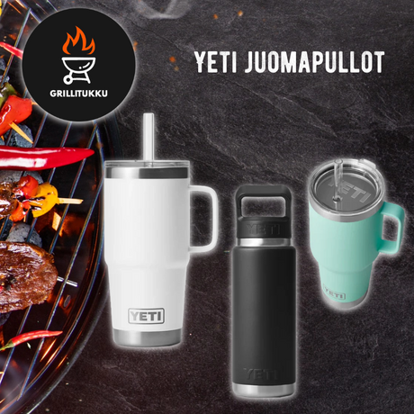 Grillitukku Yeti juomapullot kahvalla, perinteiset juomapullot ja termosmukit