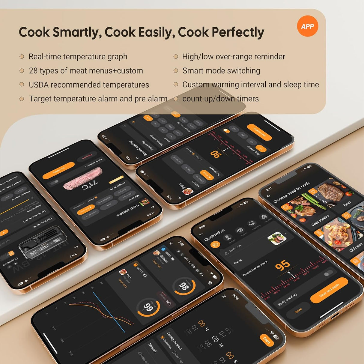 Inkbird paistomittari INT-12-BW kahdella langattomalla anturilla