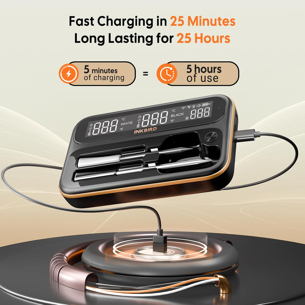 Inkbird paistomittari INT-12-BW kahdella langattomalla anturilla