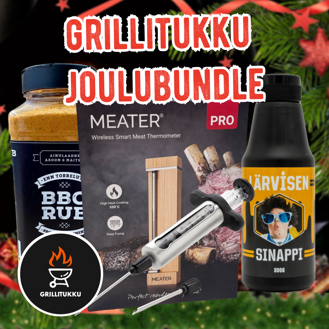 Grillitukku Joulubundle Meater Pro, Napoleon marinadiruisku, bbq klassik rub ja Lärvisen sinappi
