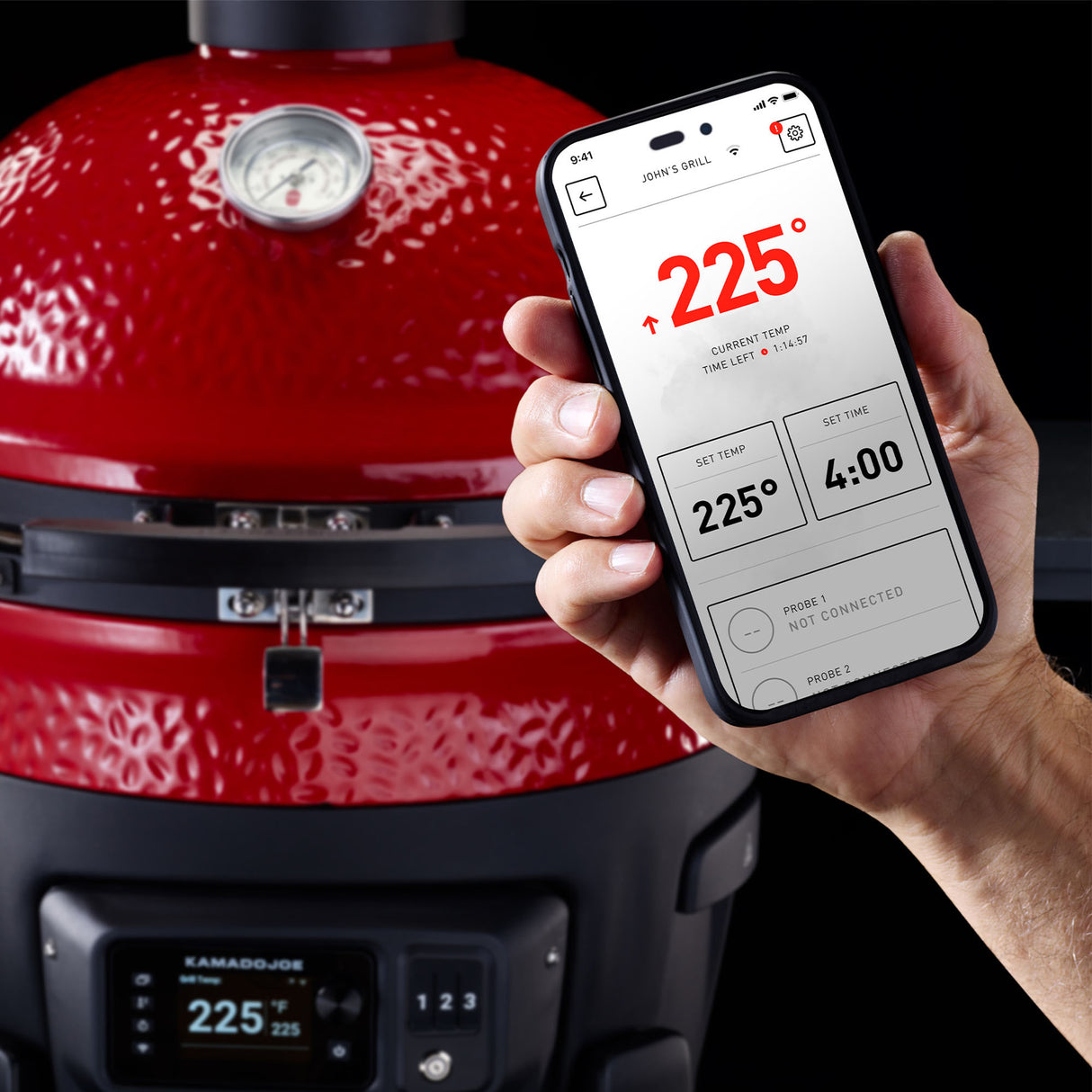 Digitaalisen kamadogrillin käyttö puhelinsovelluksen kautta