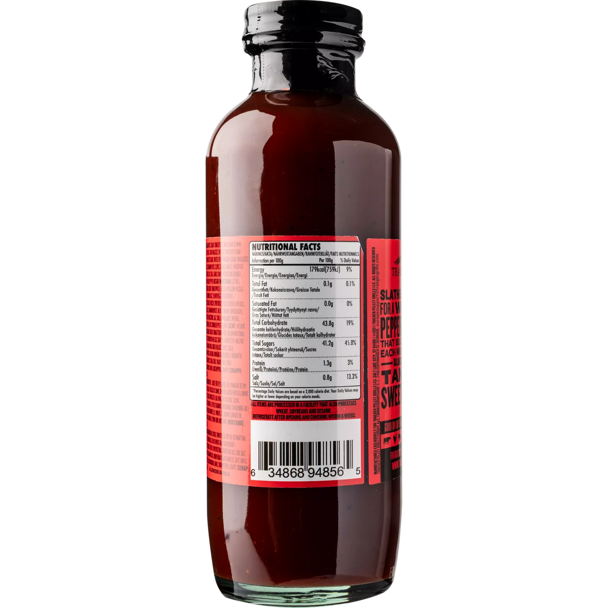 Traeger texas tulinen bbq kastike -etiketti