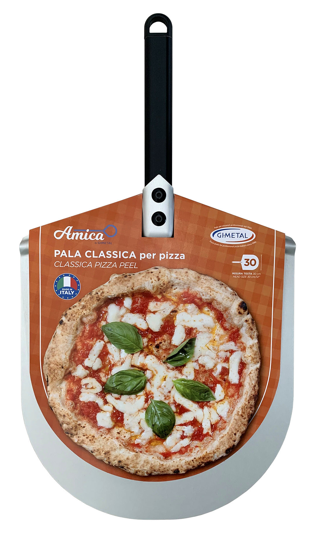 Gi.Metal Amica alumiininen pizzalapio 30 cm päällä, varsi 25cm